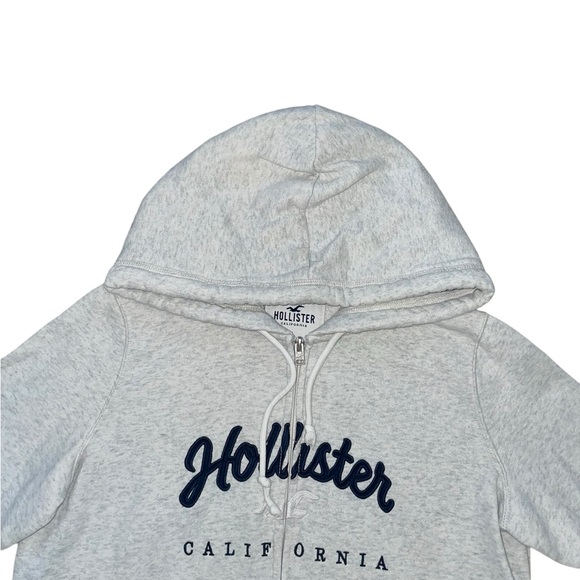 y2k hollister gray oversized embroidered graphic hoodie sweatshirt sweater - Picture 4 of 6